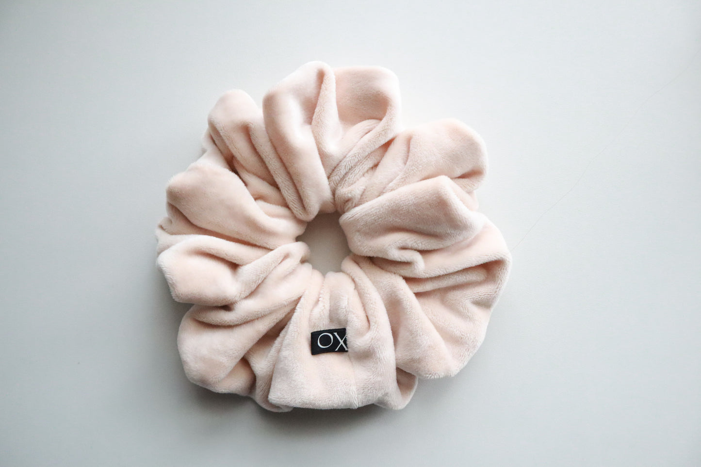 Lena – Beige Stretch Velvet Scrunchie • Oversized or Mini Size ♡🤍