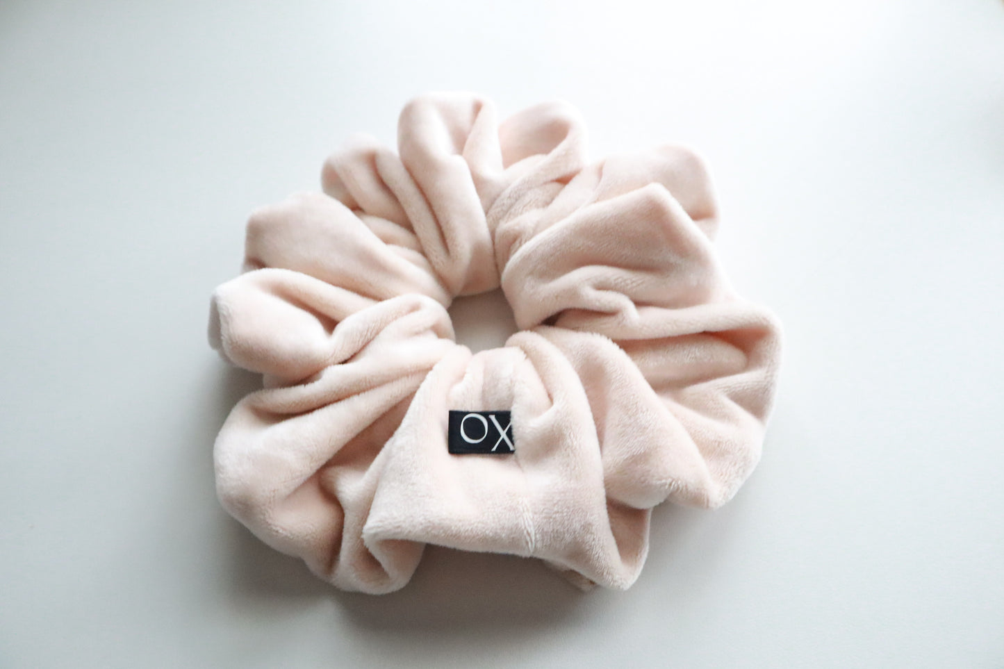 Lena – Beige Stretch Velvet Scrunchie • Oversized or Mini Size ♡🤍