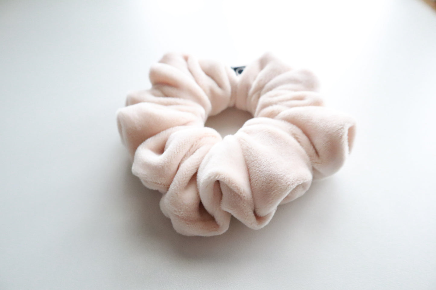 Lena – Beige Stretch Velvet Scrunchie • Oversized or Mini Size ♡🤍