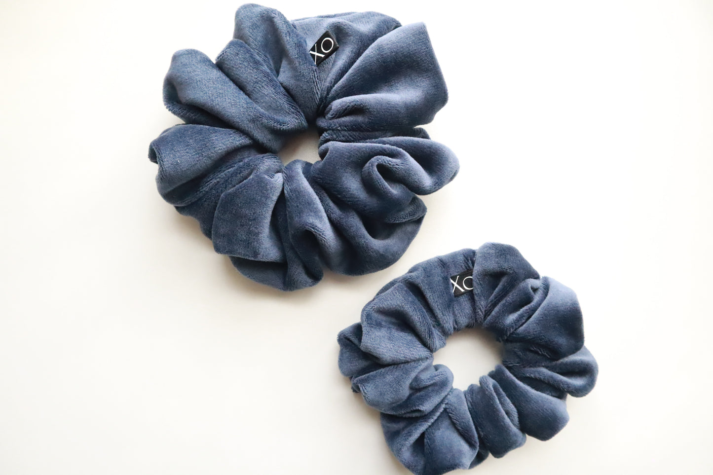 Sloane Stretch Velvet Scrunchie • Slate Blue Oversized & Mini ♡💙